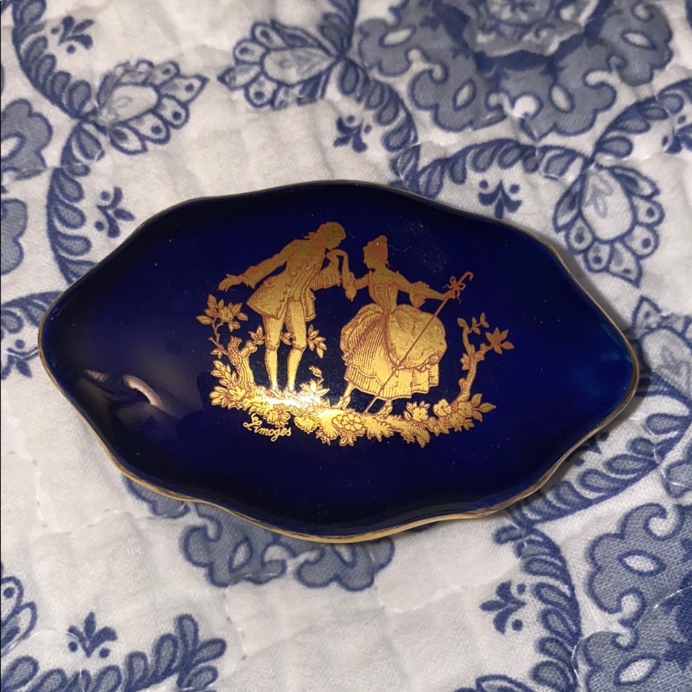 Elegant Blue and Gold Trinket Box